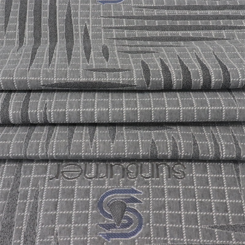 Grey Yarn  Mattress Ticking Fabric Knitted Jacquard Polyester Fabric